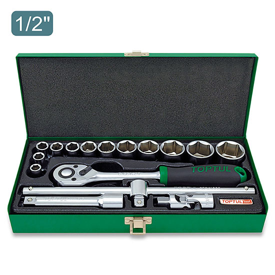 ΣΥΛΛΟΓΗ ΜΕΤΑΛΛΙΚΗ 1/2'' 10-32mm KONTA 6γωνα + ΠΑΡΕΛΚΟΜΕΝΑ 16 Pcs
